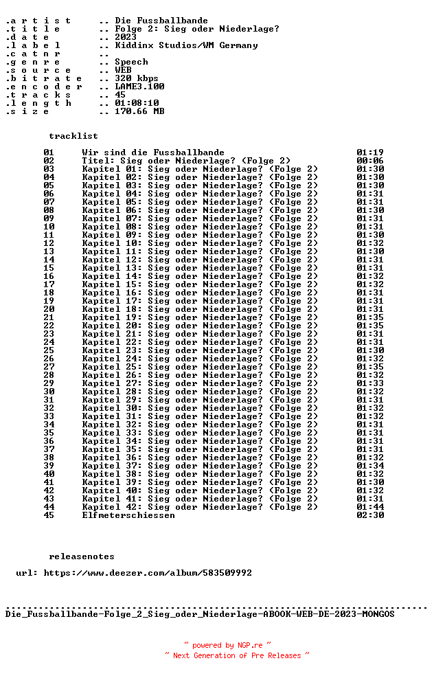 NFO for the release Die_Fussballbande-Folge_02_Sieg_oder_Niederlage-ABOOK-WEB-DE-2023-MONGOS by MONGOS