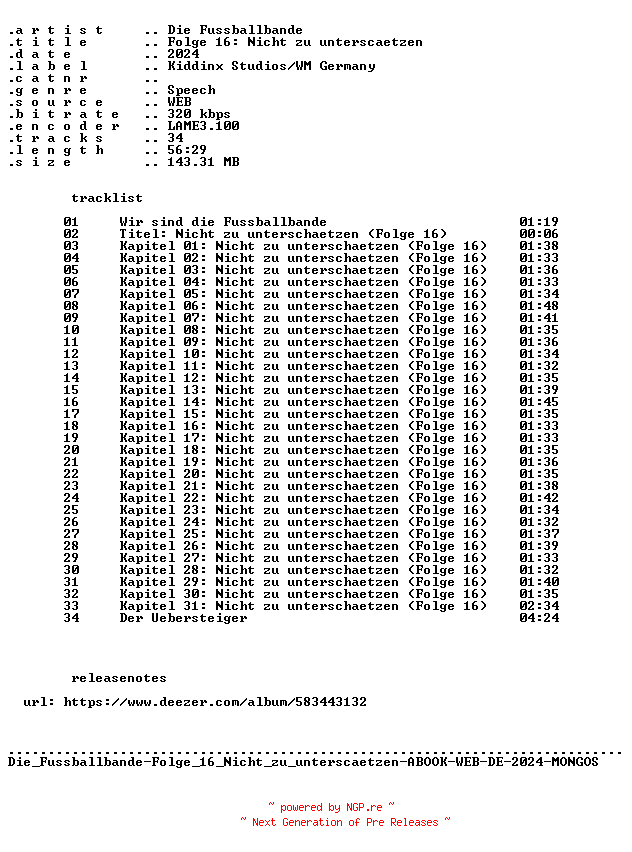 NFO for the release Die_Fussballbande-Folge_16_Nicht_zu_unterscaetzen-ABOOK-WEB-DE-2024-MONGOS by MONGOS