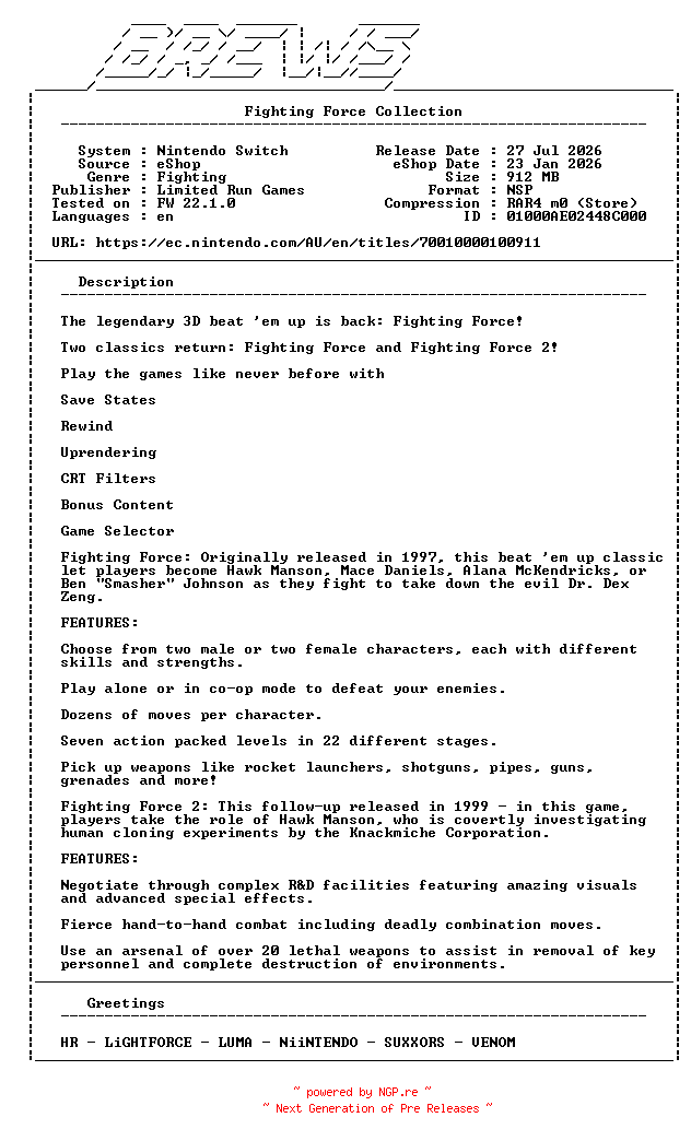NFO for the release Fighting_Force_Collection_NSW-BREWS by BREWS