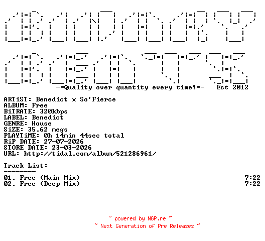 NFO for the release Benedict_x_SoFierce-Free-(BENE004)-WEB-2026-BB by BB
