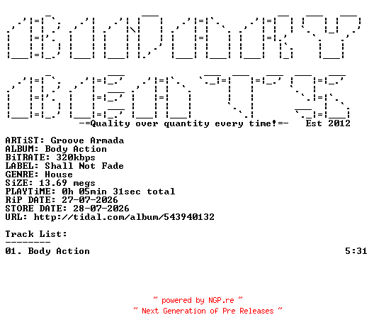 NFO for the release Groove_Armada-Body_Action-SINGLE-WEB-2026-BB by BB