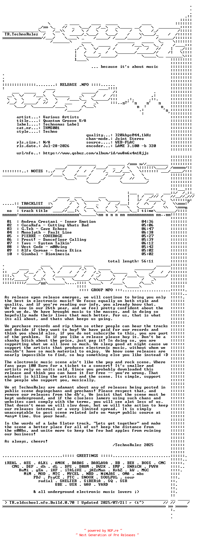 NFO for the release VA-Quantum_Groove_V_A-(THMS001)-WEB-2026-TR by TR
