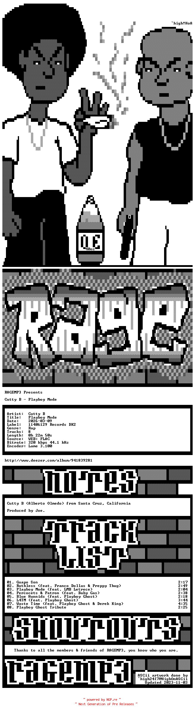 NFO for the release Cutty_B-Playboy_Mode-WEB-2026-RAGEMP3 by RAGEMP3