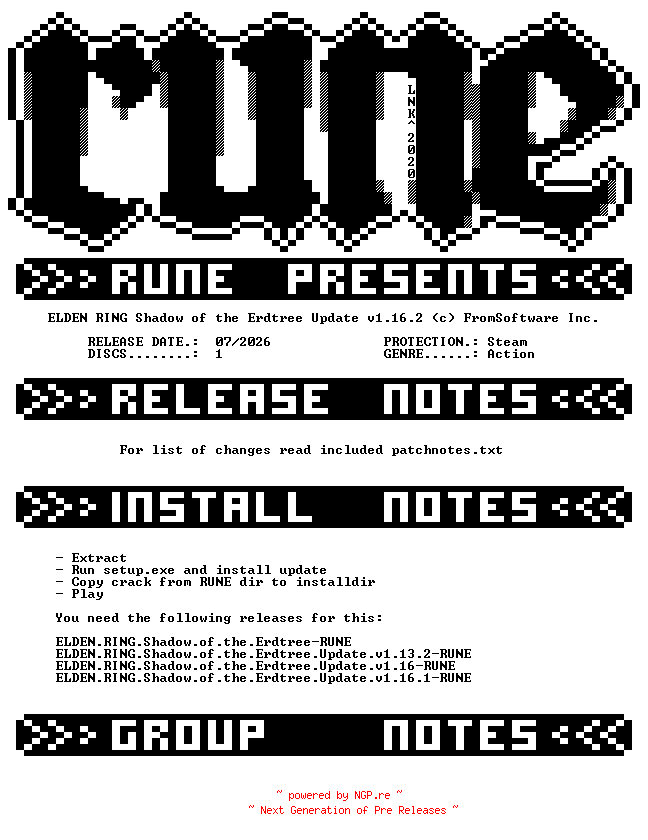 NFO for the release ELDEN.RING.Shadow.of.the.Erdtree.Update.v1.16.2-RUNE by RUNE