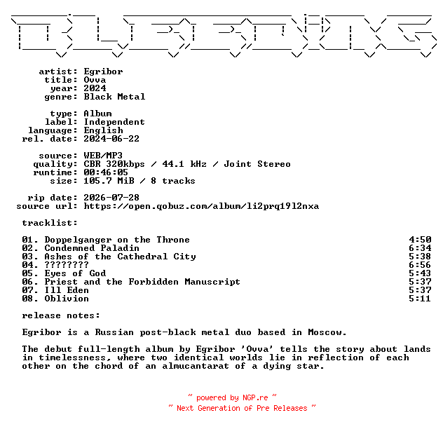 NFO for the release Egribor-Ovva-WEB-2024-BLEEDiNG by BLEEDiNG