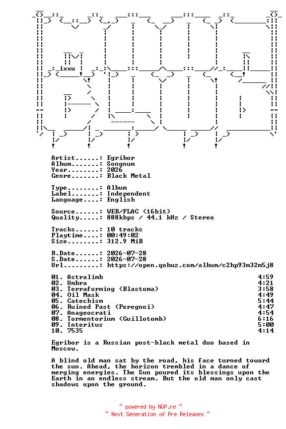 NFO for the release Egribor-Songnum-16BIT-WEB-FLAC-2026-MOONBLOOD by MOONBLOOD