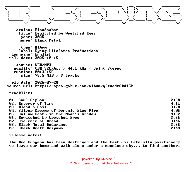NFO for the release Bloodsaber-Bewitched_by_Wretched_Eyes-WEB-2025-BLEEDiNG by BLEEDiNG