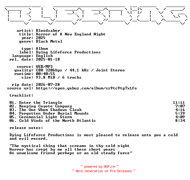 NFO for the release Bloodsaber-Horror_of_A_New_England_Night-WEB-2025-BLEEDiNG by BLEEDiNG