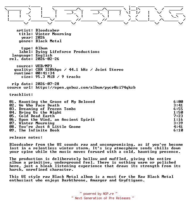 NFO for the release Bloodsaber-Winter_Mourning-WEB-2026-BLEEDiNG by BLEEDiNG