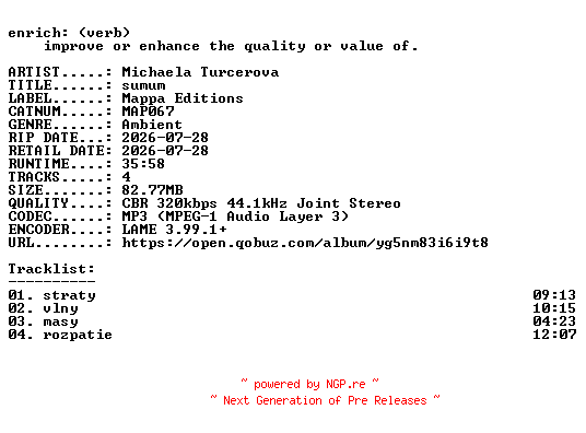 NFO for the release Michaela_Turcerova-sumum-(MAP067)-WEB-2026-ENRiCH by ENRiCH