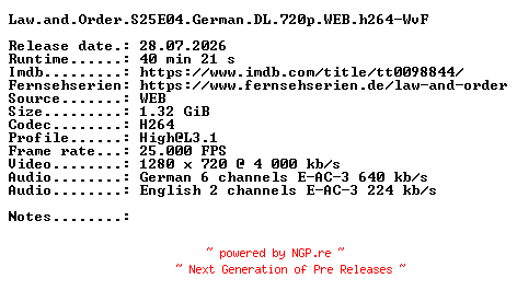 NFO for the release Law.and.Order.S25E04.German.DL.720p.WEB.h264-WvF by WvF