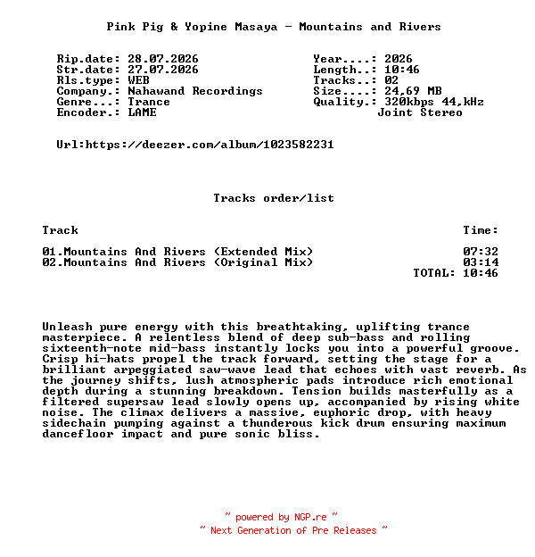 NFO for the release Pink_Pig_And_Yopine_Masaya_-_Mountains_And_Rivers-(NHW302)-WEB-2026-FMC by FMC