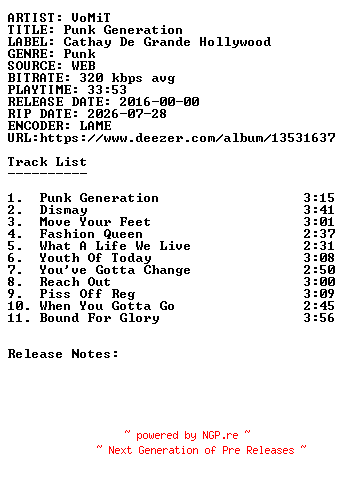 NFO for the release Vomit-Punk_Generation-WEB-2016-SDR by SDR