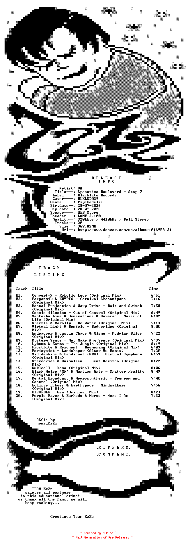 NFO for the release VA_-_Spacetime_Boulevard_-_Stop_7-(BLKLDD039)-WEB-2026-ZzZz by ZzZz