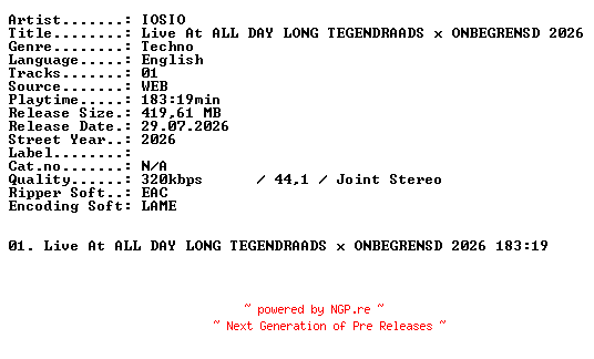 NFO for the release IOSIO-Live_At_ALL_DAY_LONG_TEGENDRAADS_x_ONBEGRENSD_2026-WEB-2026-XTC_iNT by XTC_iNT