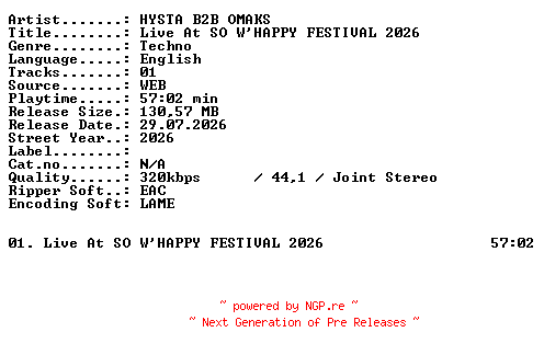 NFO for the release HYSTA_B2B_OMAKS-Live_At_SO_WHAPPY_FESTIVAL_2026-WEB-2026-XTC_iNT by XTC_iNT