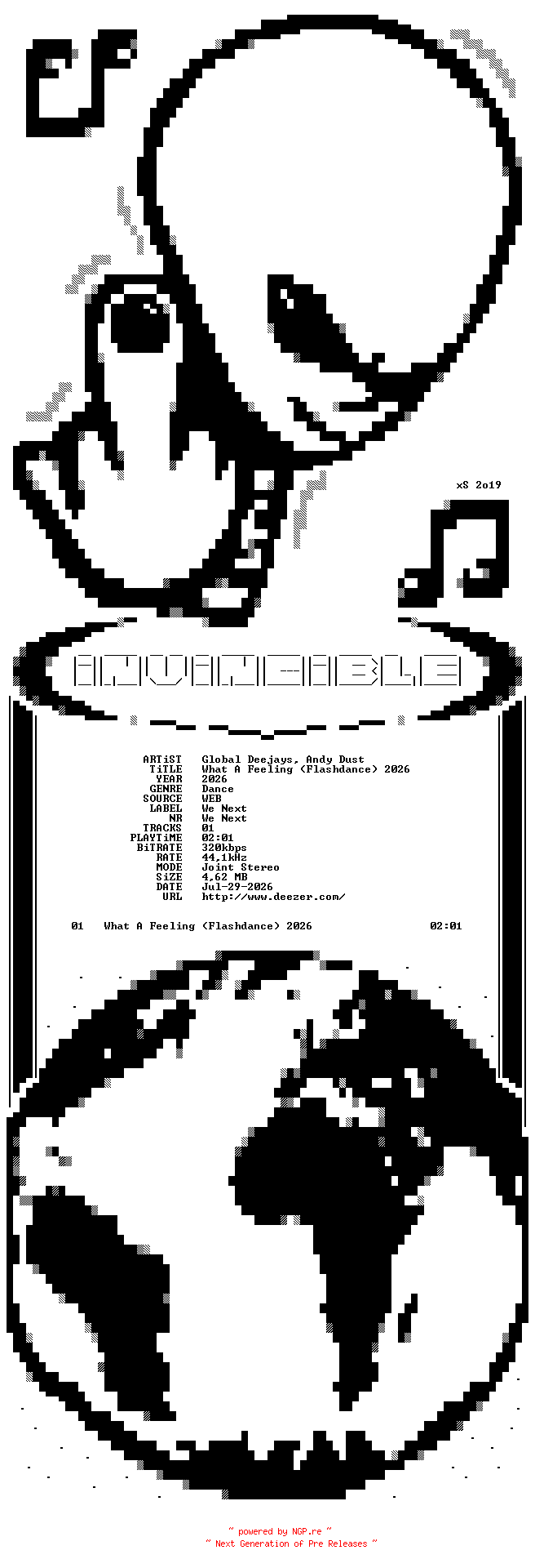 NFO for the release Global_Deejays__Andy_Dust-What_A_Feeling_(Flashdance)_2026-SINGLE-WEB-2026-iNViNCiBLE by iNViNCiBLE