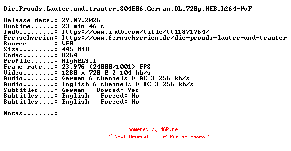 NFO for the release Die.Prouds.Lauter.und.trauter.S04E06.German.DL.720p.WEB.h264-WvF by WvF