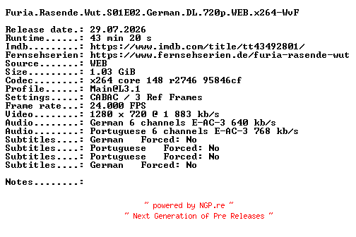 NFO for the release Furia.Rasende.Wut.S01E02.German.DL.720p.WEB.x264-WvF by WvF