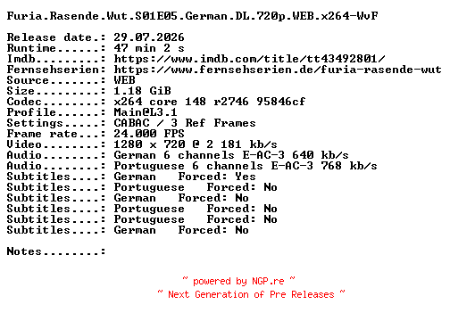NFO for the release Furia.Rasende.Wut.S01E05.German.DL.720p.WEB.x264-WvF by WvF
