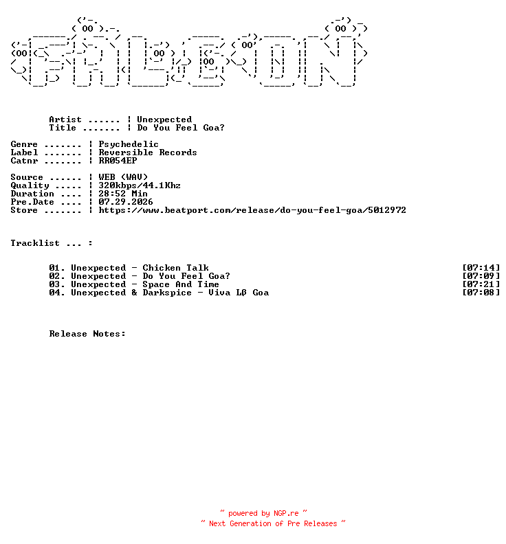 NFO for the release Unexpected-Do_You_Feel_Goa-(RR054EP)-WEB-2025-FALCON by FALCON