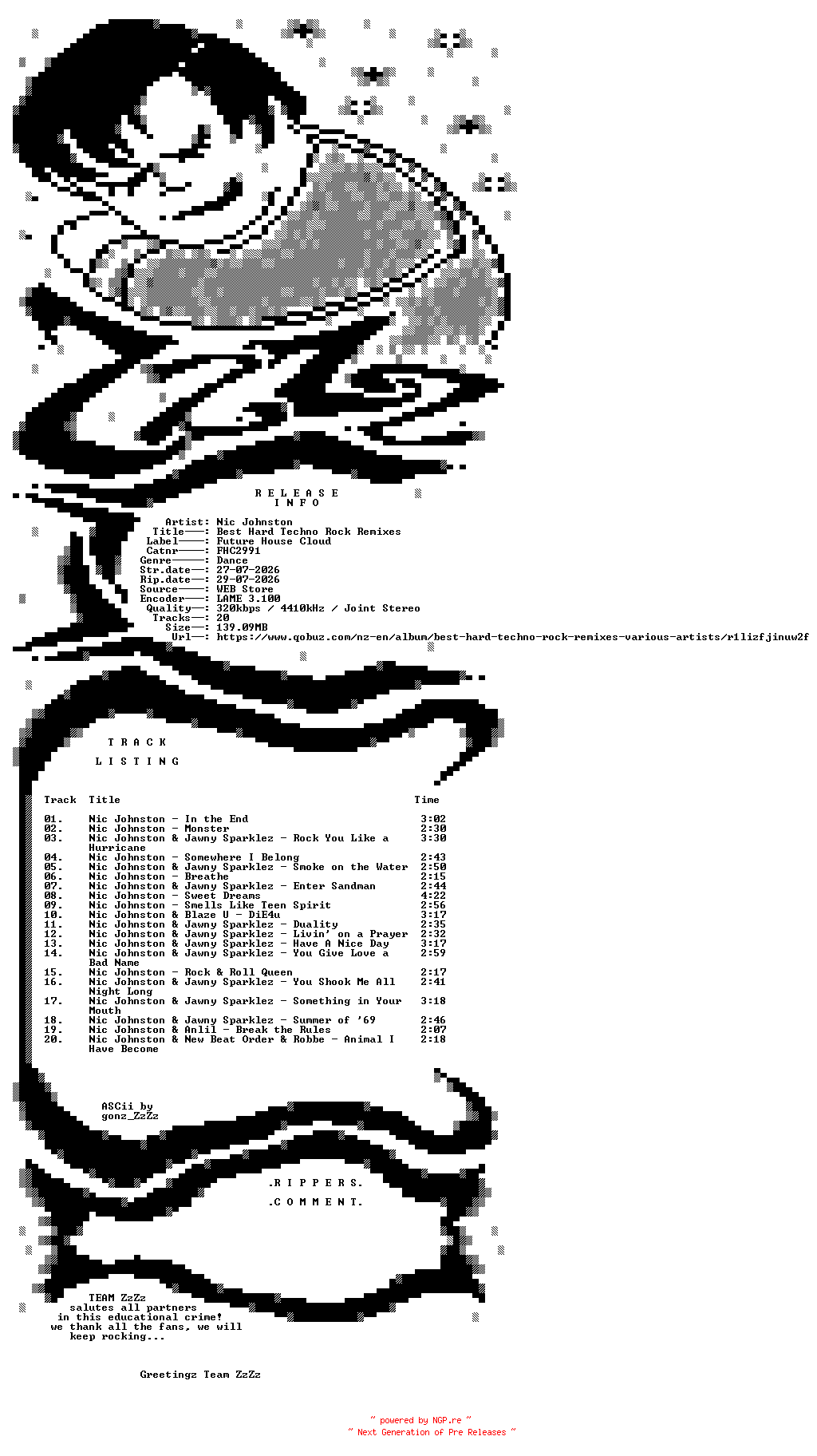 NFO for the release Nic_Johnston_-_Best_Hard_Techno_Rock_Remixes-(FHC2991)-WEB-2026-ZzZz by ZzZz
