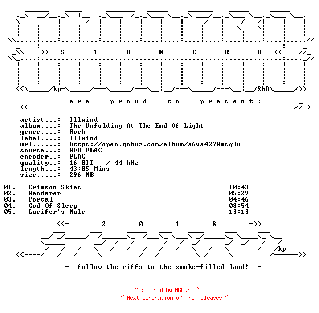 NFO for the release Illwind-The_Unfolding_At_The_End_Of_Light-16BIT-WEB-FLAC-2026-STONERD by STONERD