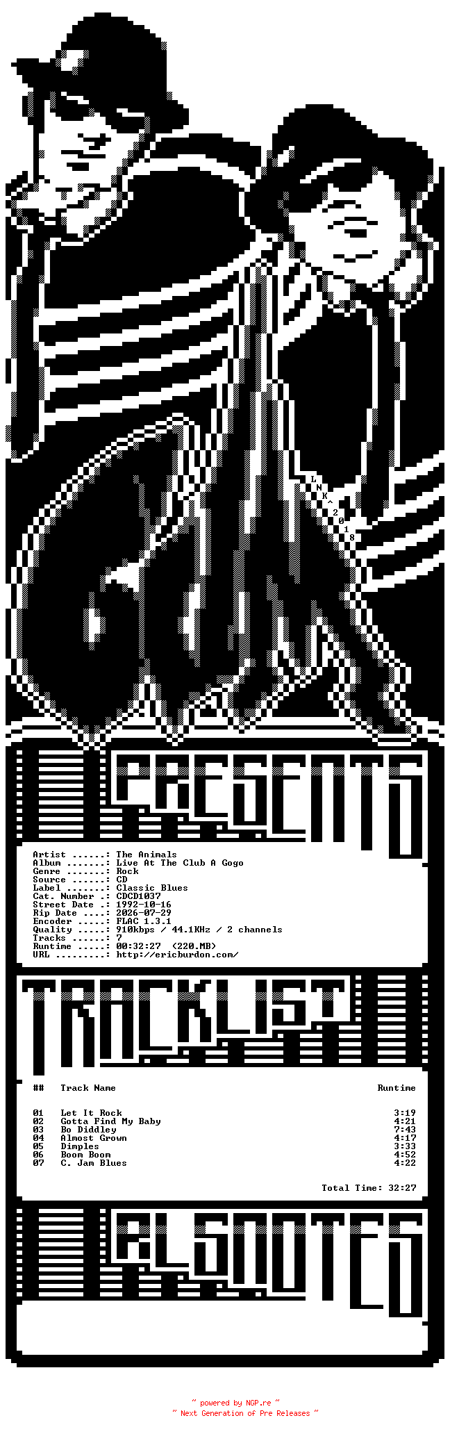NFO for the release The_Animals-Live_At_The_Club_A_GoGo-(CDCD1037)-REISSUE-CD-FLAC-1992-6DM by 6DM