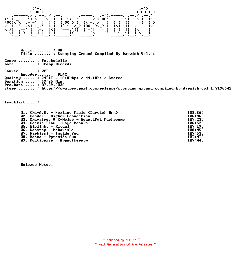 NFO for the release VA-Stomping_Ground_Compiled_By_Darwish_Vol._1-(STMP0017)-24BIT-WEB-FLAC-2026-FALCON by FALCON