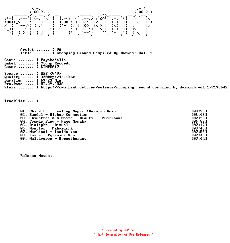 NFO for the release VA-Stomping_Ground_Compiled_By_Darwish_Vol._1-(STMP0017)-WEB-2026-FALCON by FALCON
