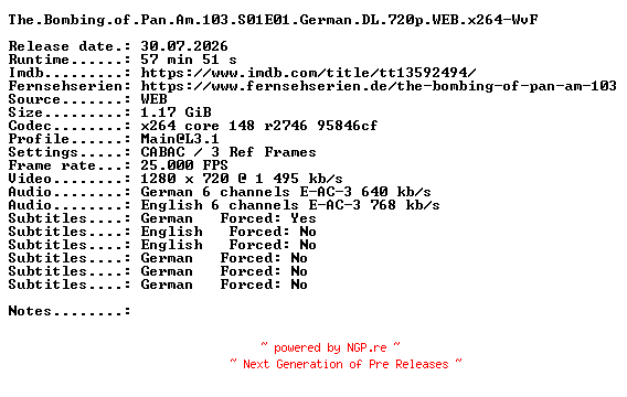 NFO for the release The.Bombing.of.Pan.Am.103.S01E01.German.DL.720p.WEB.x264-WvF by WvF