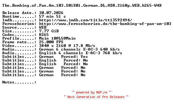 NFO for the release The.Bombing.of.Pan.Am.103.S01E01.German.DL.HDR.2160p.WEB.h265-W4K by W4K