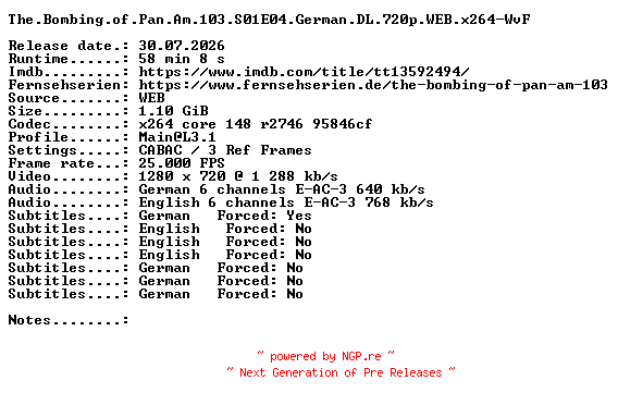 NFO for the release The.Bombing.of.Pan.Am.103.S01E04.German.DL.720p.WEB.x264-WvF by WvF