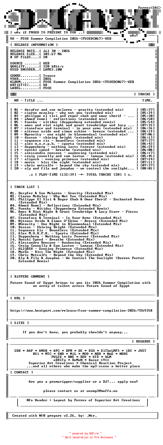NFO for the release VA-FSOE_Summer_Compilation_2026-(FSOEDC067)-WEB-2026-wAx by wAx
