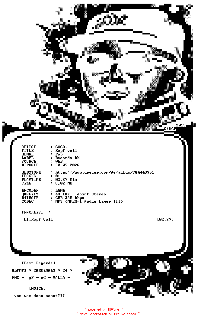 NFO for the release COCO._-_Kopf_Voll-SINGLE-WEB-DE-2026-NOiCE by NOiCE