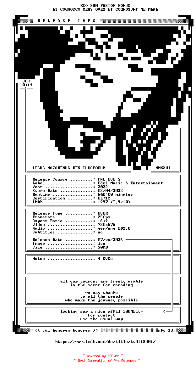 NFO for the release Inspector.Barnaby.1997.VOLUME.32.DVD4.GERMAN.DL.COMPLETE.PAL.DVDR-iNRi by iNRi
