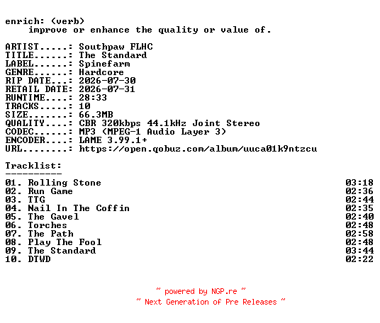 NFO for the release Southpaw_FLHC-The_Standard-WEB-2026-ENRiCH by ENRiCH