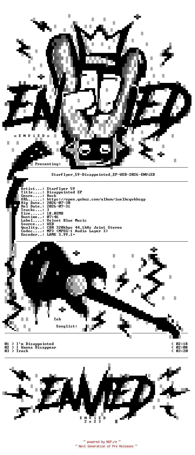 NFO for the release Starflyer_59-Disappointed_EP-WEB-2026-ENViED by ENViED