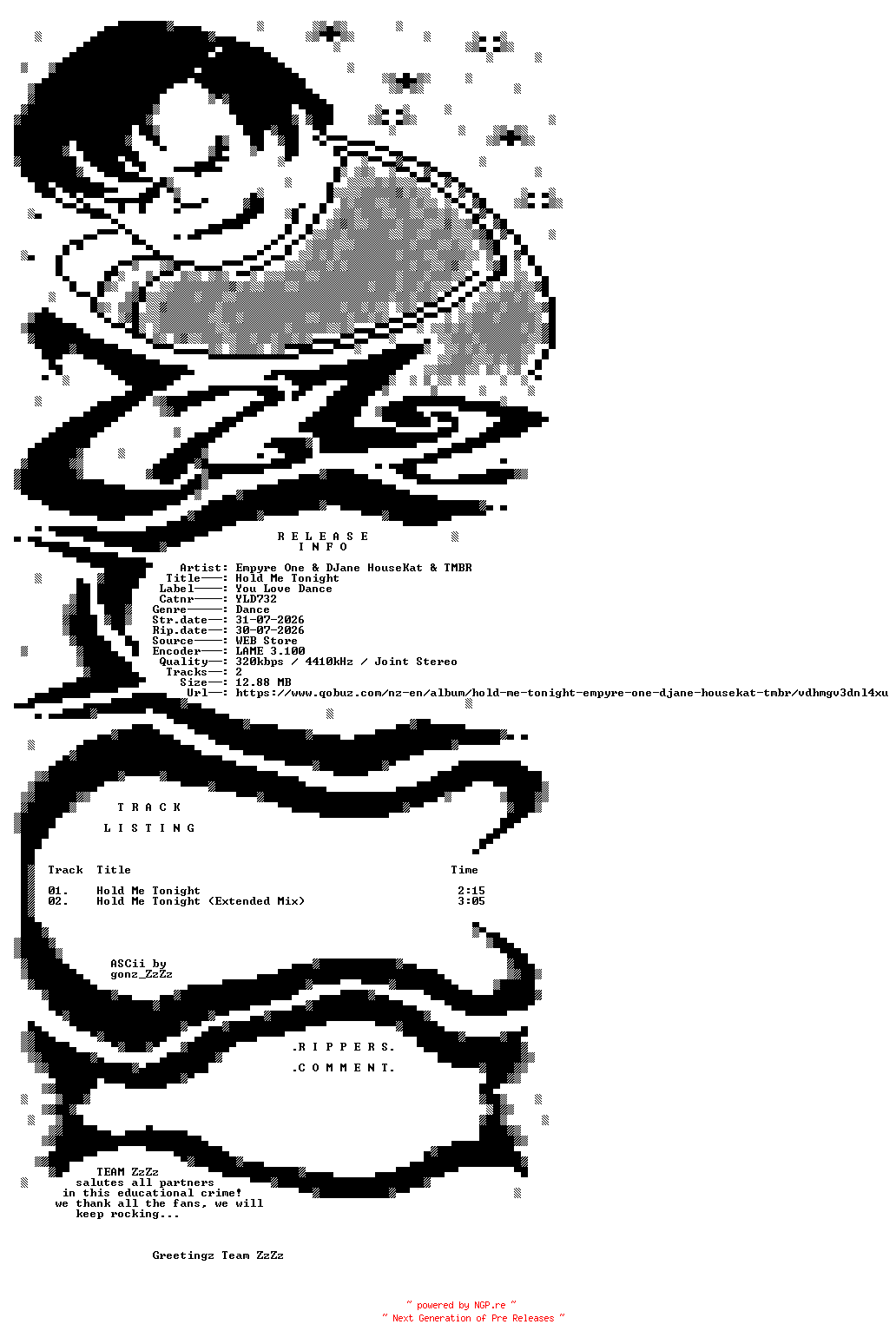 NFO for the release Empyre_One_and_DJane_HouseKat_and_TMBR_-_Hold_Me_Tonight-(YLD732)-WEB-2026-ZzZz by ZzZz