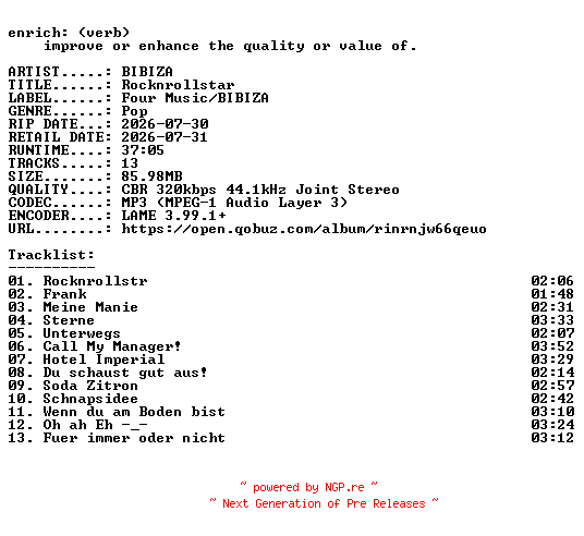 NFO for the release BIBIZA-Rocknrollstar-WEB-DE-2026-ENRiCH by ENRiCH