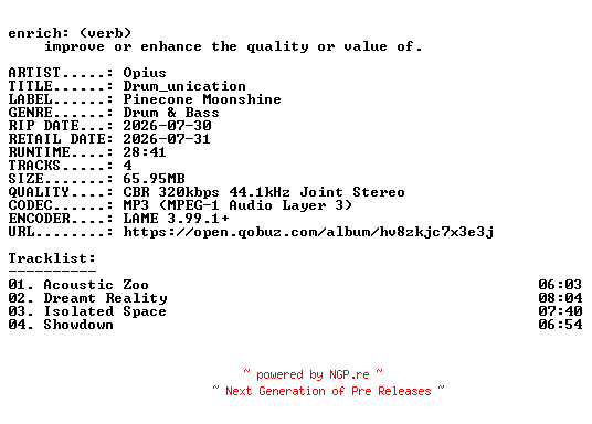 NFO for the release Opius-Drum_unication-EP-WEB-2026-ENRiCH by ENRiCH