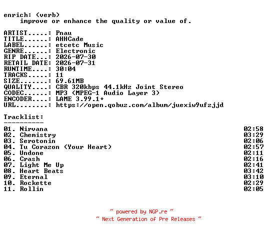 NFO for the release Pnau-AHHCade-WEB-2026-ENRiCH by ENRiCH