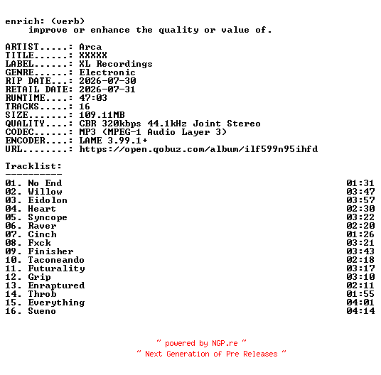 NFO for the release Arca-XXXXX-WEB-2026-ENRiCH by ENRiCH