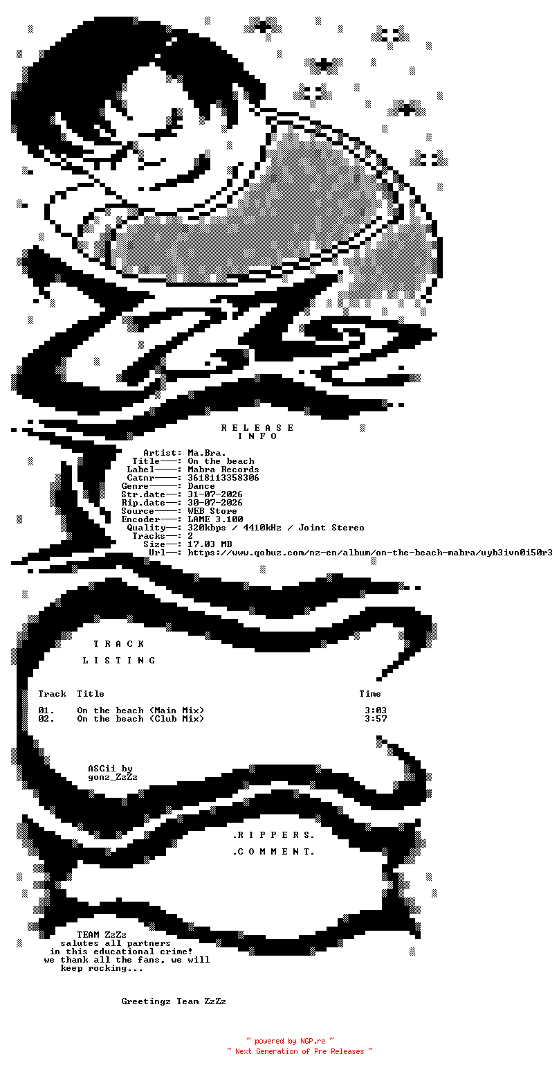 NFO for the release Ma.Bra._-_On_The_beach-(3618113358306)-WEB-2026-ZzZz by ZzZz