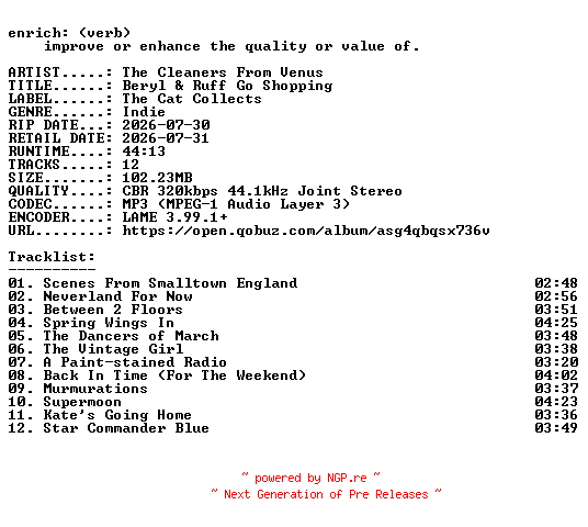 NFO for the release The_Cleaners_From_Venus-Beryl_and_Ruff_Go_Shopping-WEB-2026-ENRiCH by ENRiCH