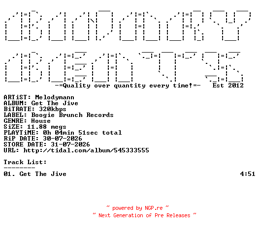NFO for the release Melodymann-Get_The_Jive-(BB458)-SINGLE-WEB-2026-BB by BB