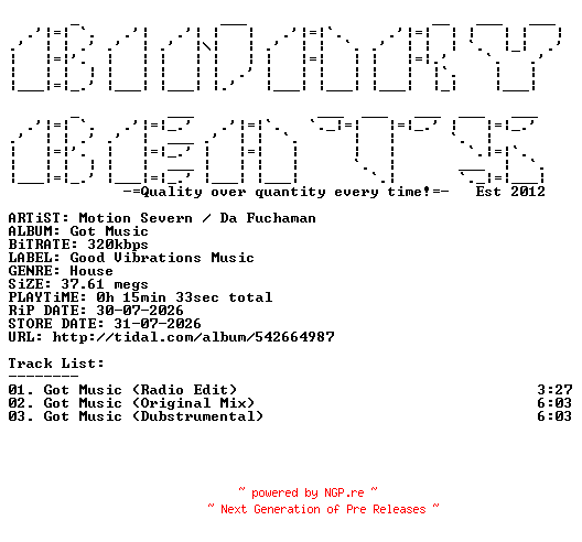 NFO for the release Motion_Severn_x_Da_Fuchaman-Got_Music-(GVM062)-WEB-2026-BB by BB