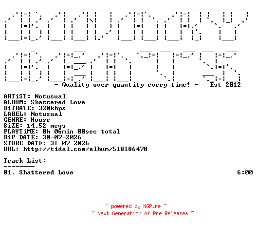 NFO for the release Notusual-Shattered_Love-(NU024)-SINGLE-WEB-2026-BB by BB
