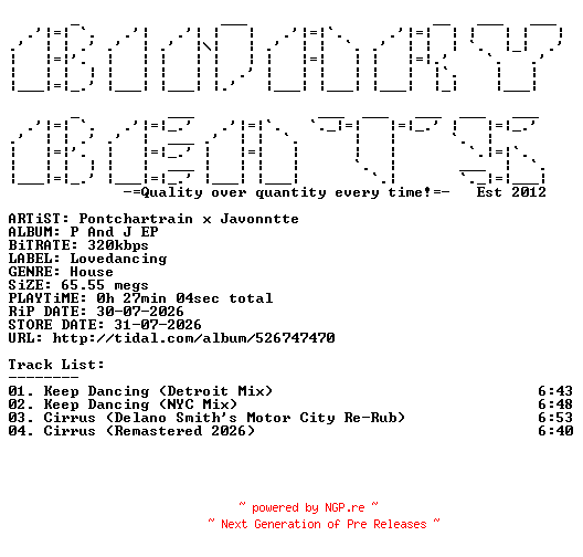 NFO for the release Pontchartrain_x_Javonntte-P_And_J_EP-(LD16)-WEB-2026-BB by BB