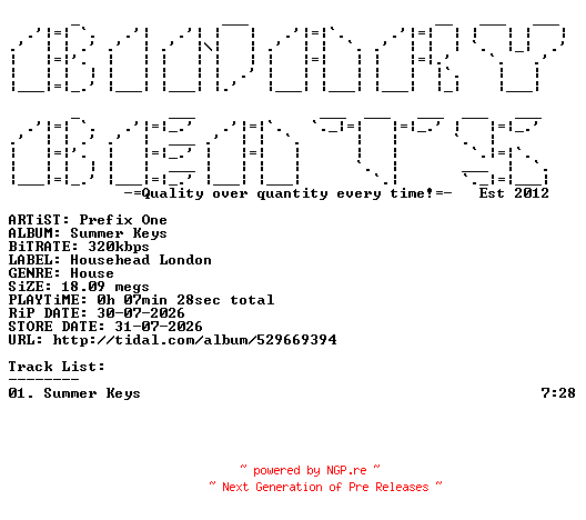 NFO for the release Prefix_One-Summer_Keys-(HH073)-SINGLE-WEB-2026-BB by BB